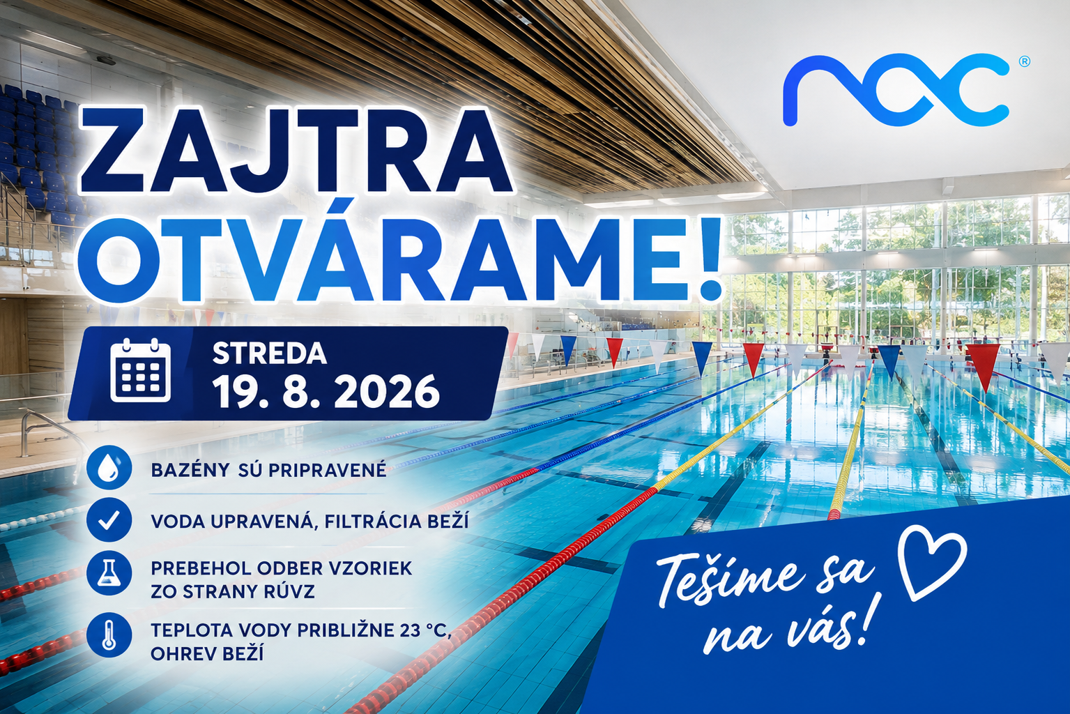Oznam – Opätovné otvorenie bazénovej časti NOC